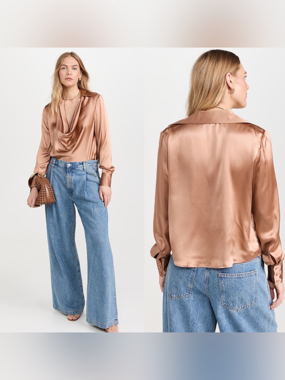 NWT L’Agence Lotus Silk Cowl Beck Blouse